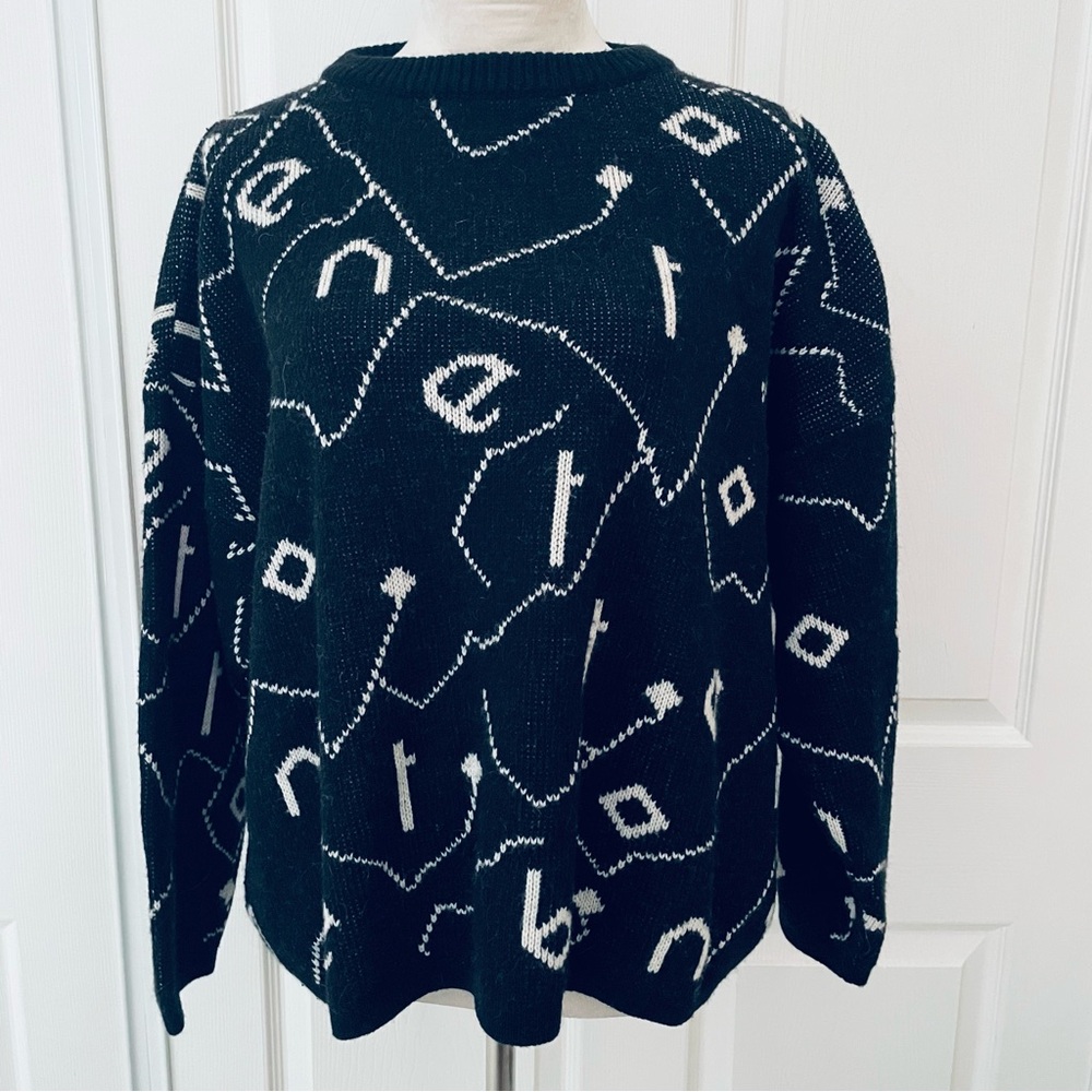 United Colors of Benetton knit Alpaca wool black white sweater size L